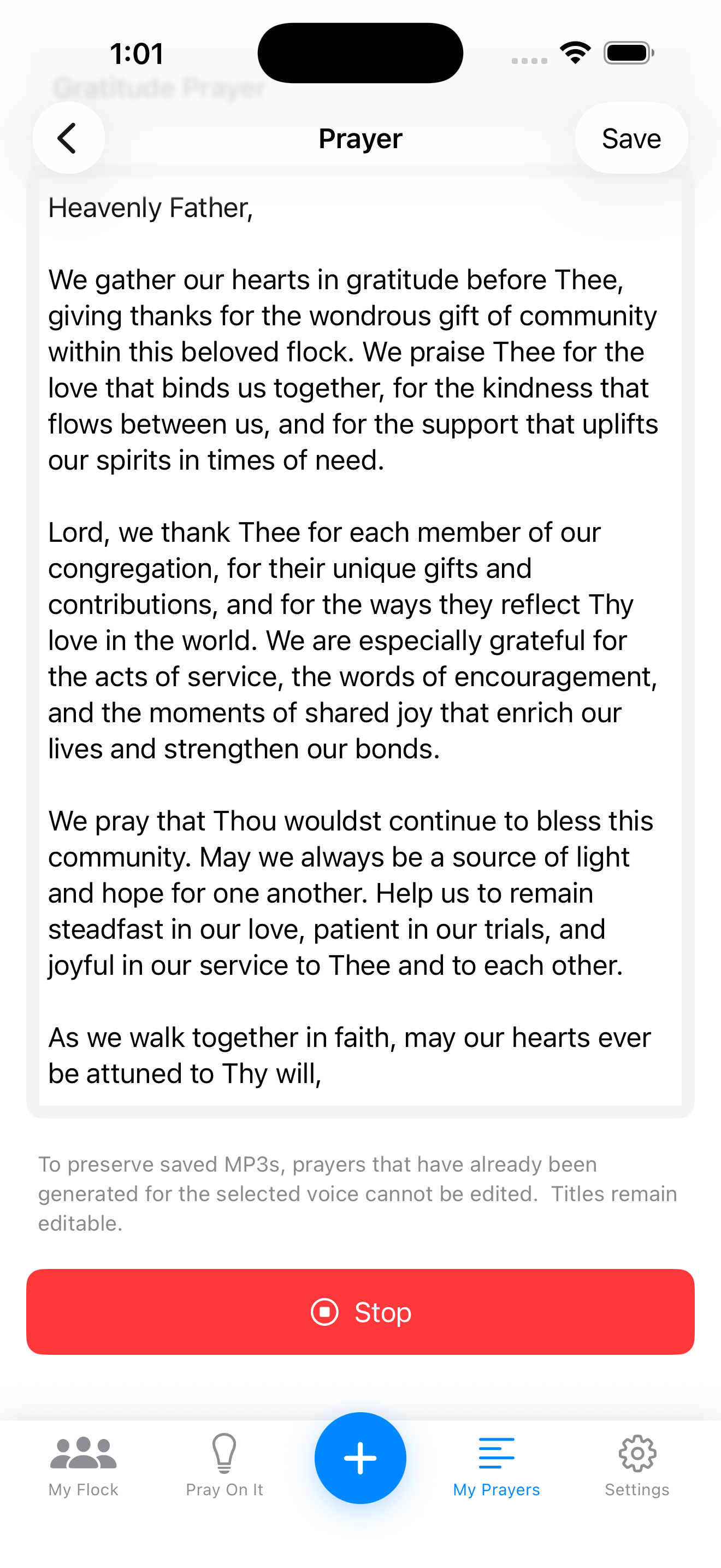 Playing a prayer