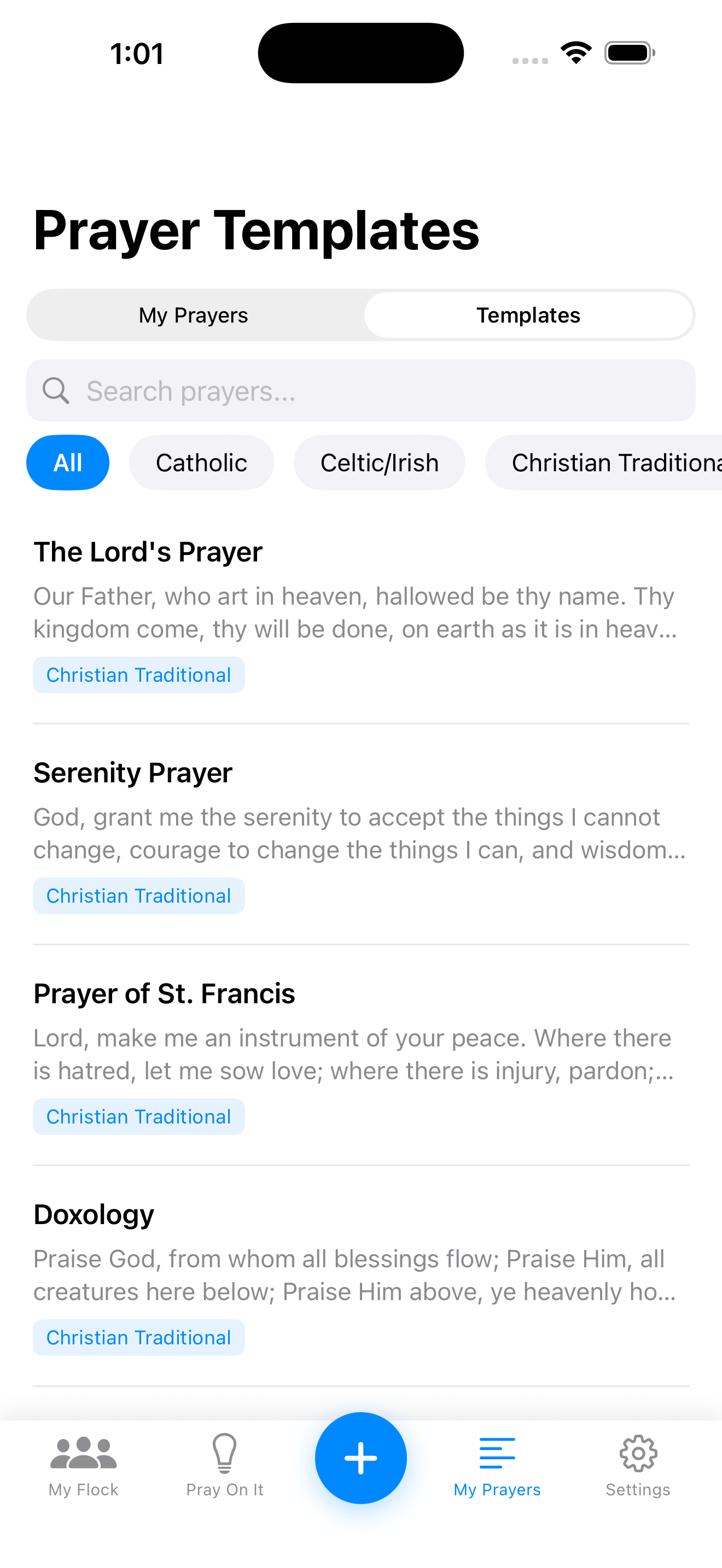 Pre-written starter prayers